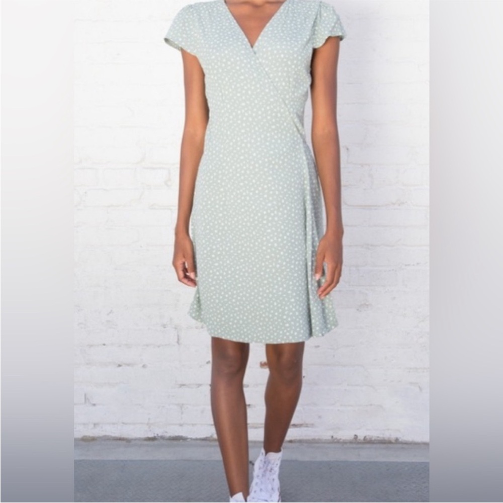 Brandy Melville Green Floral Wrap dress